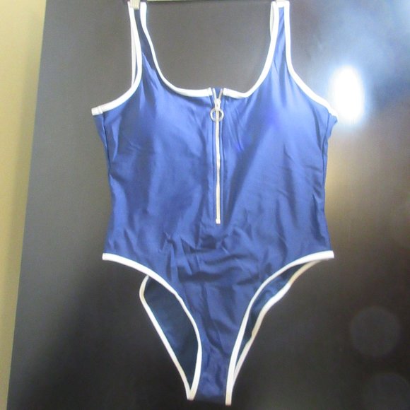 Ardene Clasic One -Piece Solid Swimwear Blue Large - Picture 1 of 6
